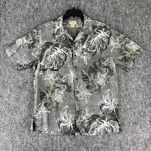 Panama Jack Shirt Mens‎ Large Hawaiian Monstera Button-Down Camp Aloha Cabana